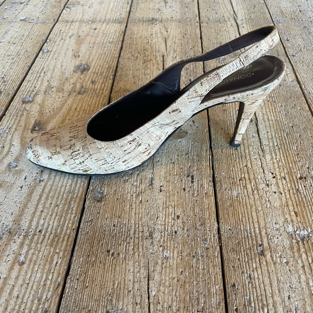 Donald J Pliner Cork Slingback Heels Stiletto Sandal Shoe 9 - Picture 7 of 15